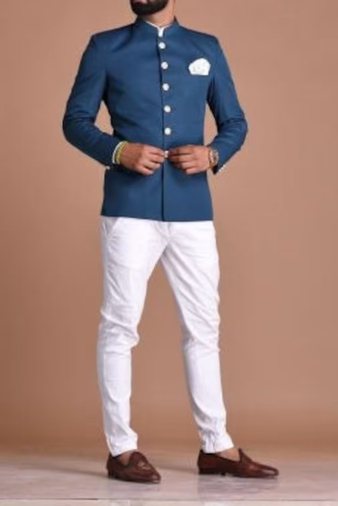Royal blue bandhgala suit sale