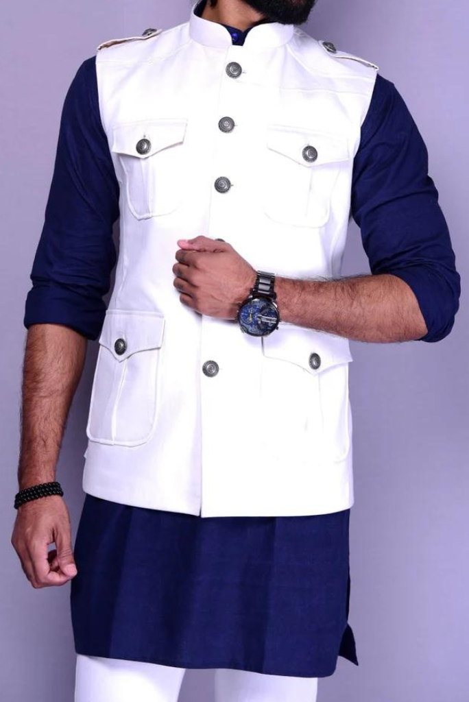 White Colour Sleeveless Jackets 