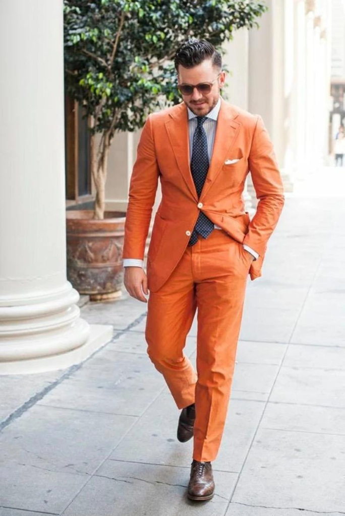 Men's Orange Stylish Wedding Suit Collection