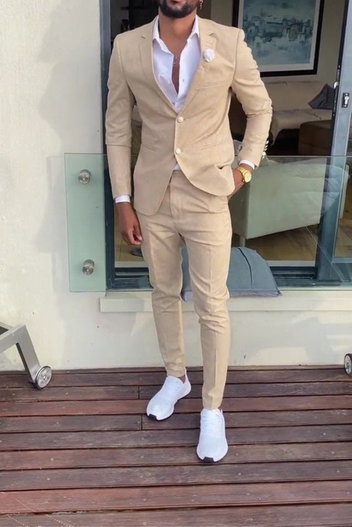Men 2 Piece Cream Suits Perfect For Wedding, & Dinner Suits, Wedding Groom  Suits Bespoke For Men