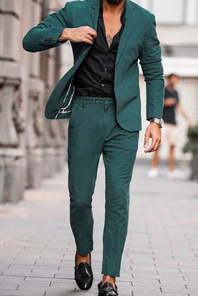 green emerald velvet dress Men's 2 Piece Teal Green Suits | Wedding Slim Fit Suit | Dinner Suit