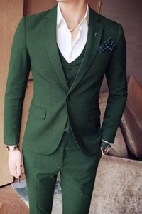 Men Three Piece Suit Green