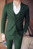 Men Three Piece Suit Green