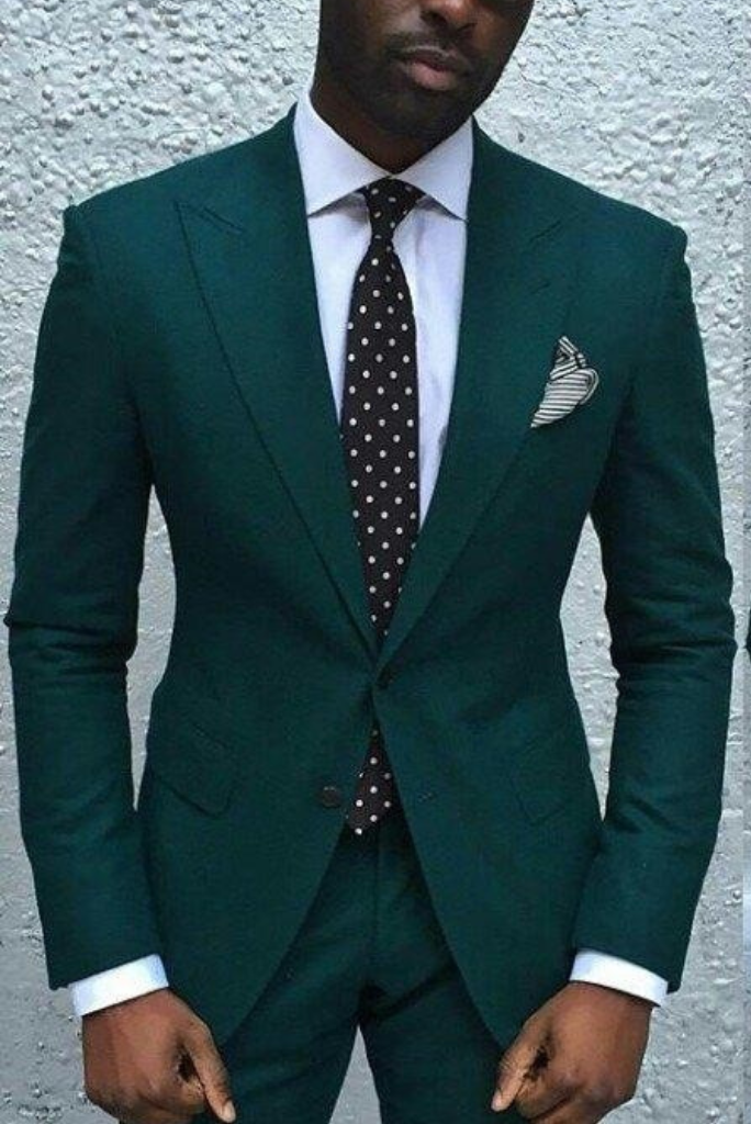 Men Two Piece Suit Hunter Green, Wedding Suit Formal Fashion, Slim Fit Suit