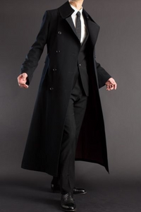Men Black long Overcoat | Vintage Long Coat | Winter Coat | Sainly