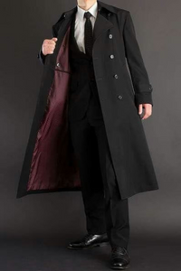 Men Trench Long Coat | Black Tweed Overcoat | Tweed Vintage | Sainly