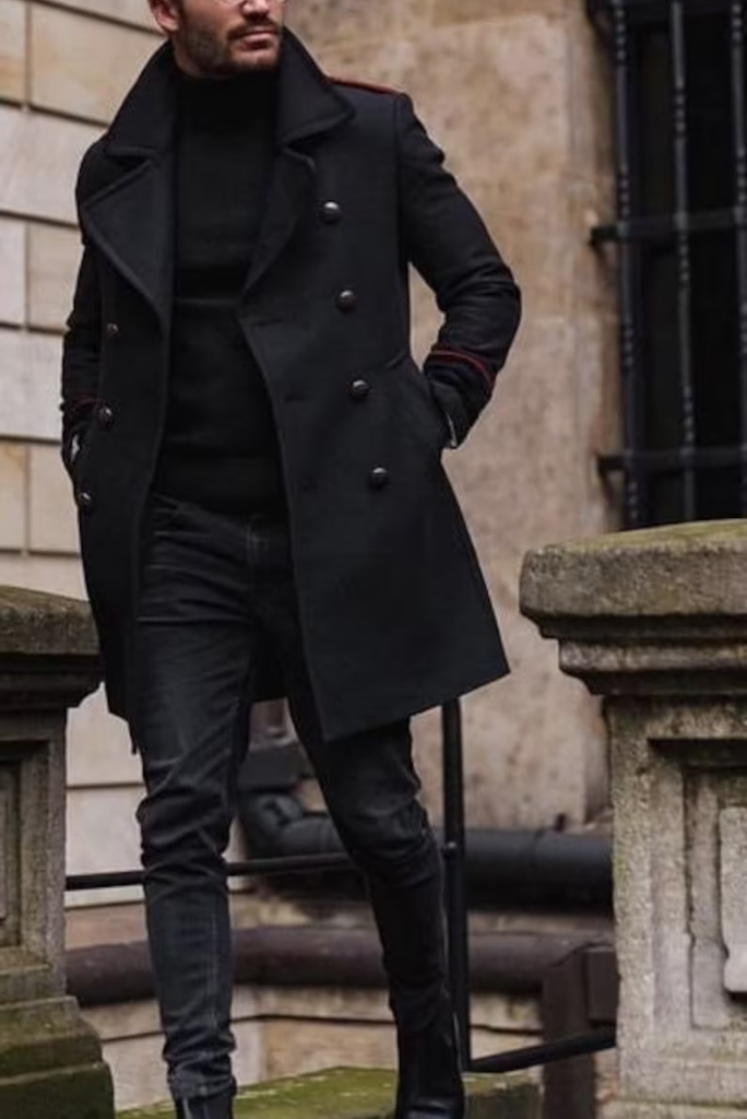 Black Men Long Trench Coat — free download