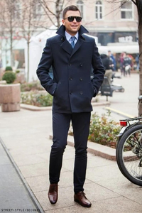 Men Blue Wool Overcoat | trench overcoat | winters Jacket | Sainly