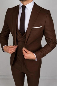 Men Suit Dark Brown 3 Piece | Wedding Suit | Groom Wear Suit | SAINLY