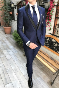 Men 3 Piece Suit Blue Tuxedo | Wedding Suit | Dinner Suit | Sainly
