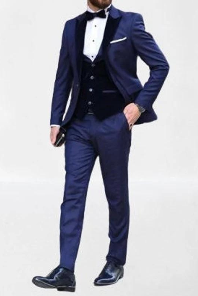 Men Blue 3 Piece Suit | Wedding Suit | Dinner Suit | Sainly