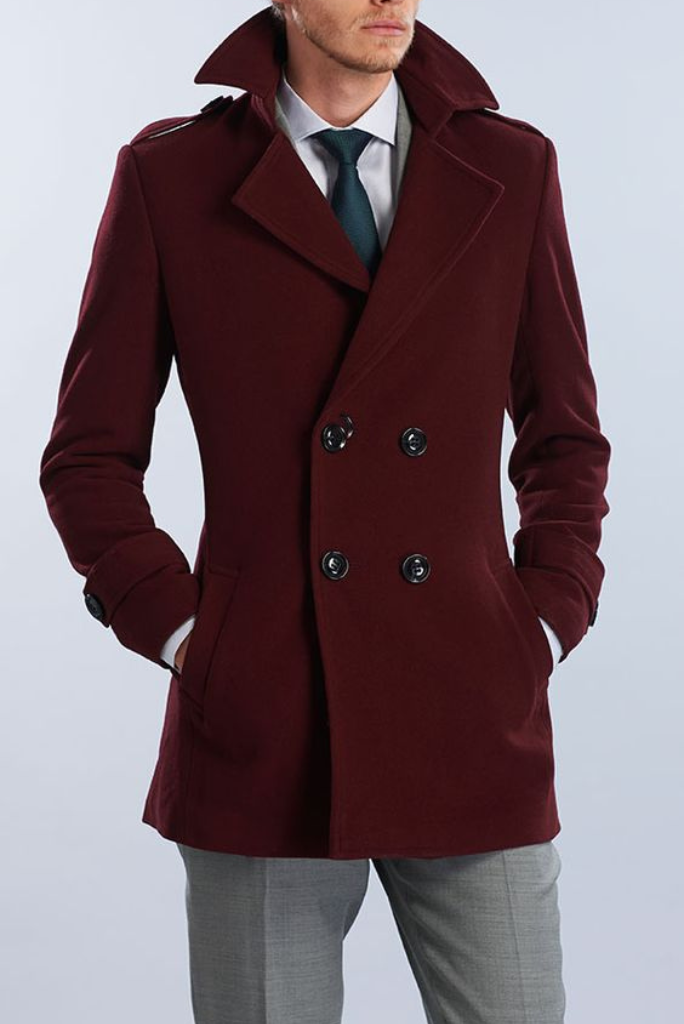 Wine red coat men best sale