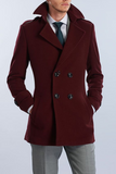 Men Wine Wool Overcoat | trench overcoat | winters Jacket | Sainly