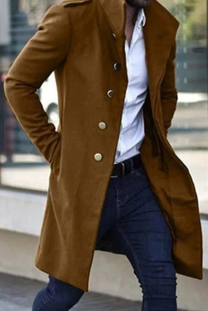 Men Tweed Brown Jacket Over Long Coat Brown Winter outwear sainly– SAINLY