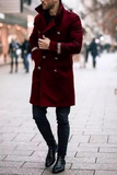 Men Maroon Overcoat | Vintage Long Trench Coat | Winter Jacket | Sainly