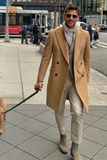 Men Beige long Overcoat | Vintage Long Coat | Winter Long Coat | Sainly
