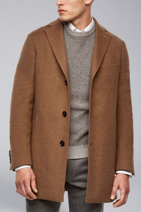 Men Trench Long Coat | Brown Tweed Overcoat | Tweed Vintage | Sainly