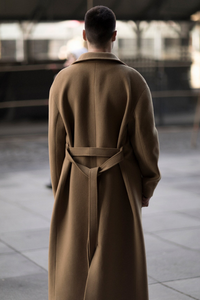 Men Beige Tweed Overcoat | Winter Long Coats | Windbreak Coat | Sainly