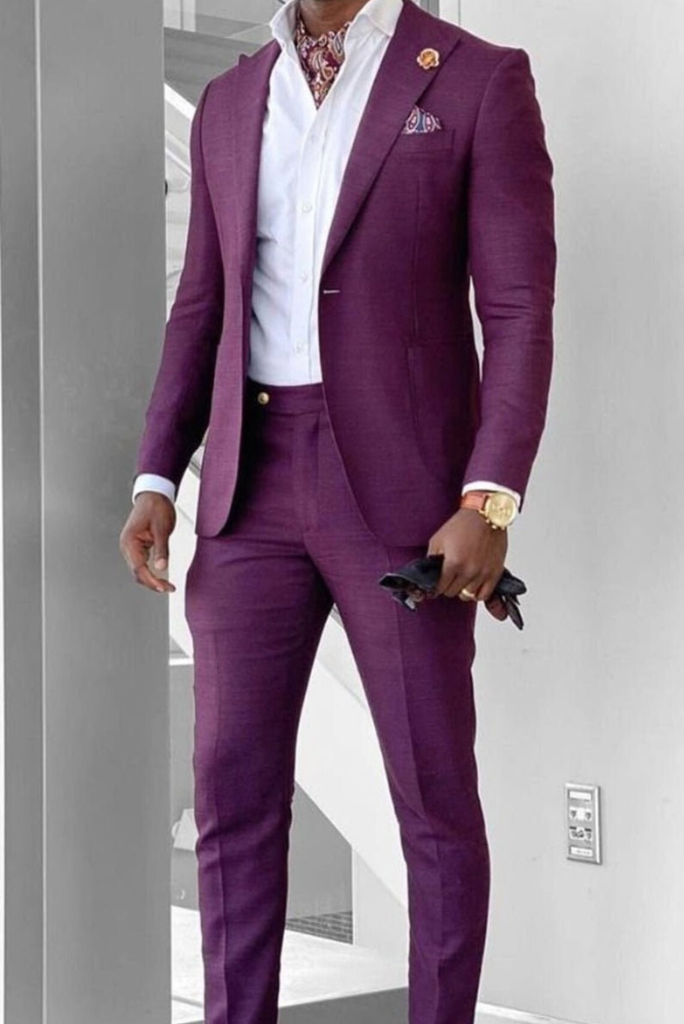 Men 2 Piece Suit Purple | Wedding Suit | Party Wear Suit | Sainly
