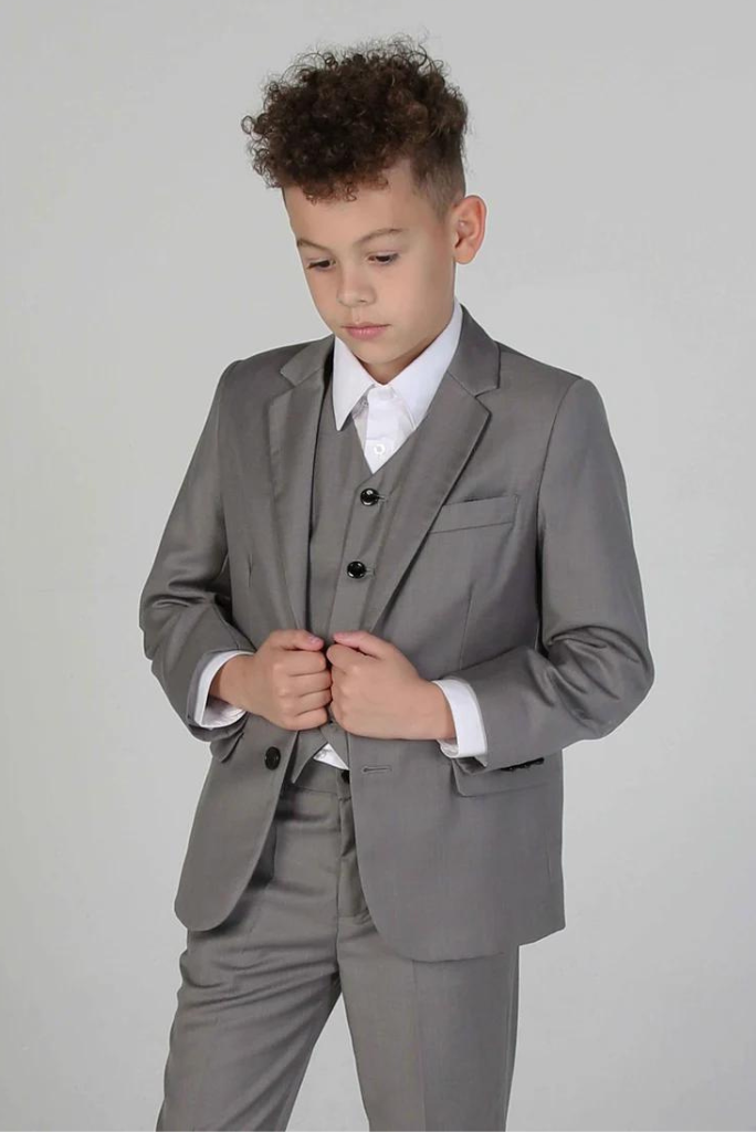 Boys Grey 3 Piece Suit | Slim Fit Suit | Kids Wedding Suit | Sainly
