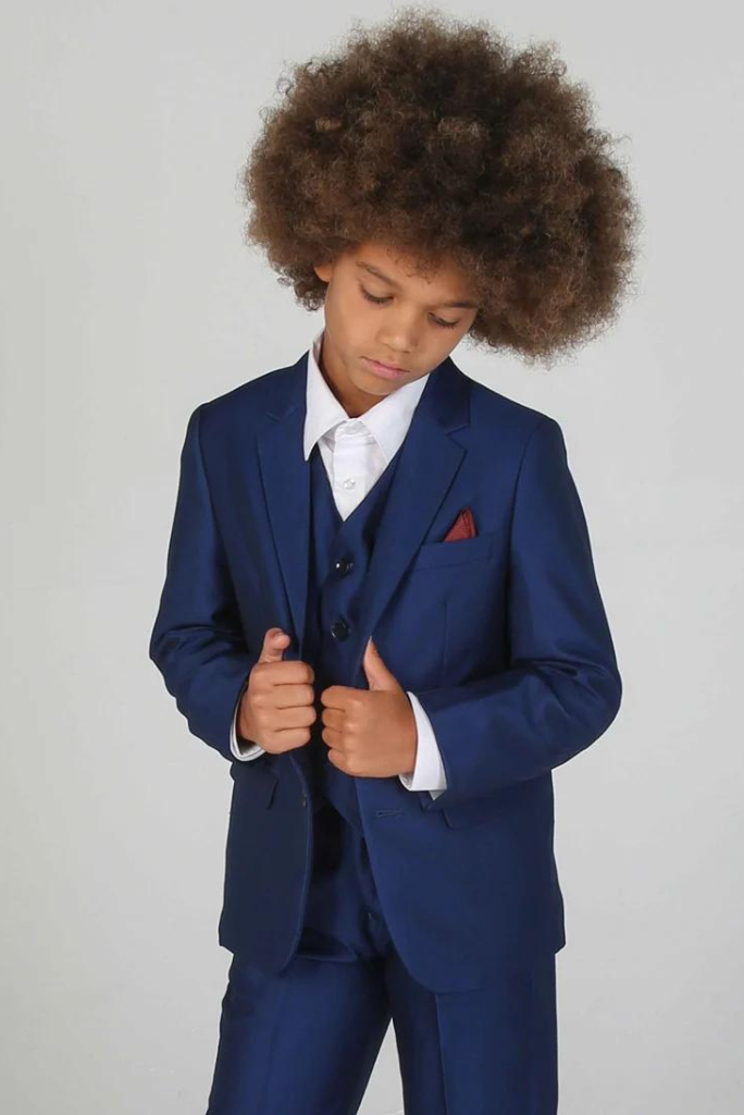 Kids Navy Blue 3 Piece Suit | Boy Wedding Suit | Party Wear Suit | Sainly