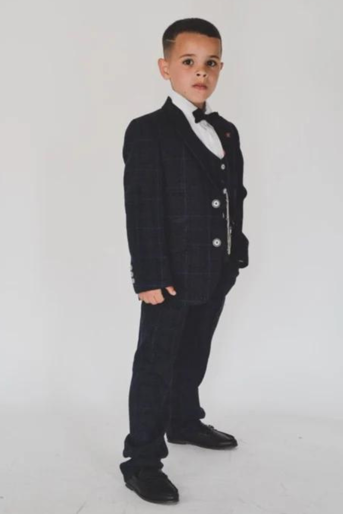 Boy blue Tweed Suit | 3 Piece Suit Wedding | Kids Party Wear | Sainly