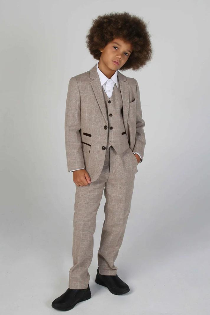 Kids Brown Tweed Suit | Boys Wedding Suit | Slim Fit Suit | Sainly