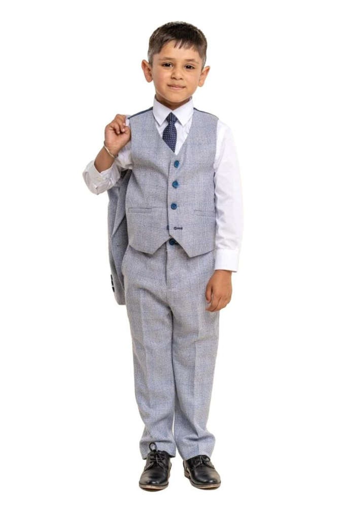 Boys Grey Tweed Suit 3 Piece | Winter Kids Suit | Wedding Suit | Sainly
