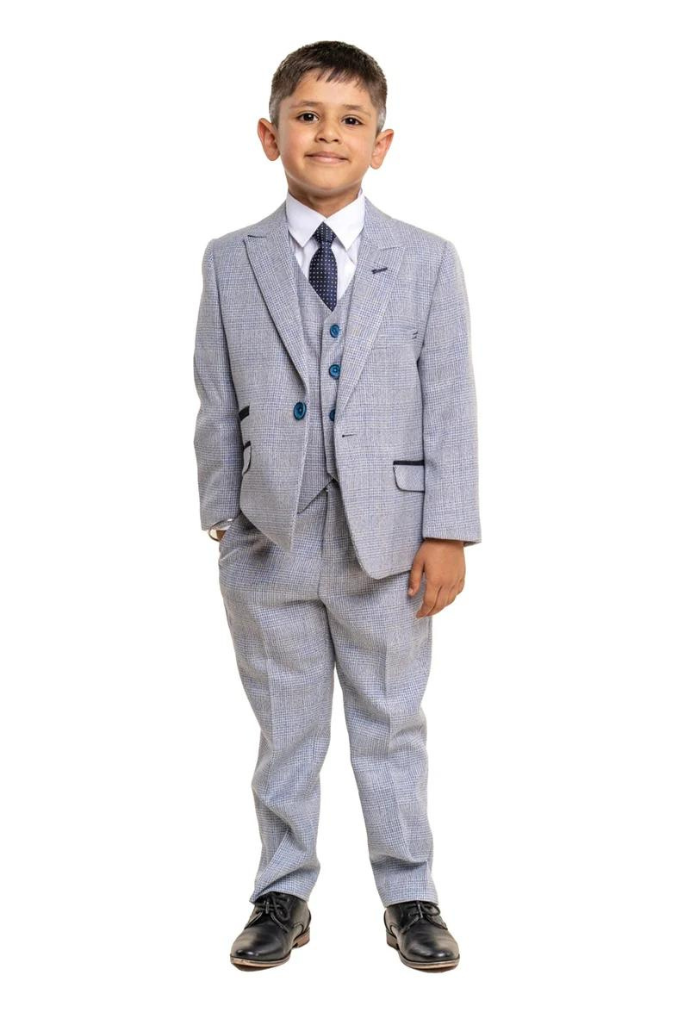 Boys Grey Tweed Suit 3 Piece | Winter Kids Suit | Wedding Suit | Sainly