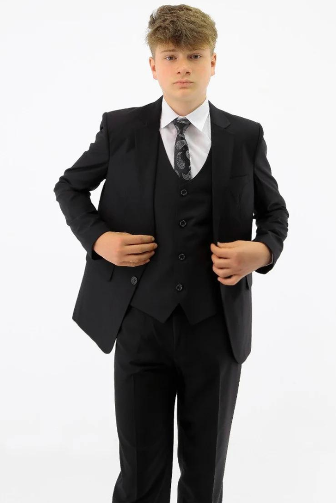 Black Kids Suits | Boys Slim Suit | Wedding Outfit for Boys | Sainly