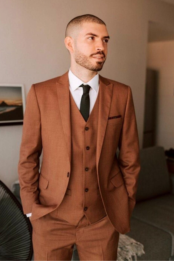 Men Rust 3 Piece Suit | Wedding Suit | Dinner Suits | Sainly