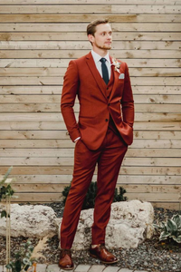 Men Rust 3 Piece Suit | Elegant Slim Fit Suit | Wedding Suits | Sainly