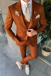 Men Rust 3 Piece Suit | Wedding Suit | Dinner Suits | Sainly