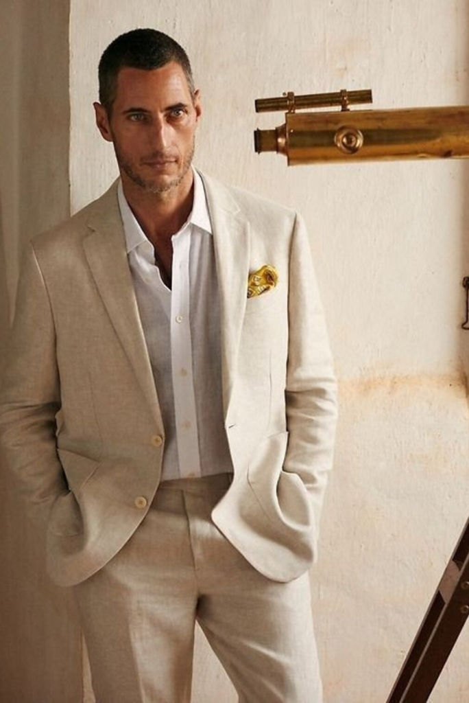 Linen suit beach wedding online