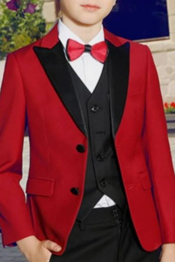 Boys Tuxedo Red 3 Piece Suit | Wedding Suit | Party Wear Suit | Sainly