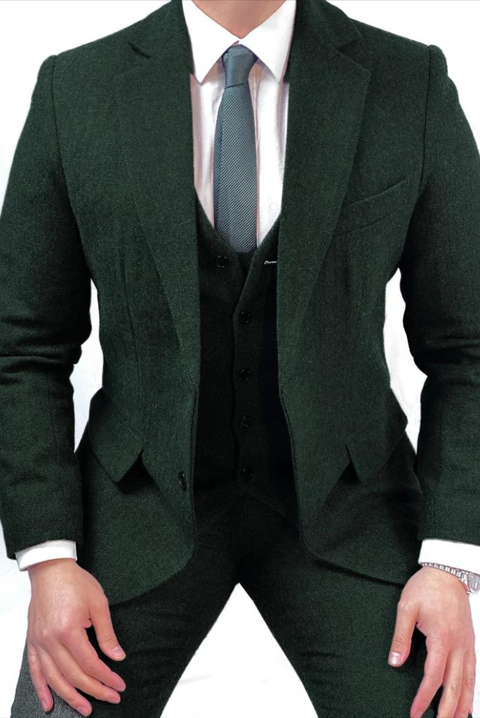 Men Green Tweed Suit | Winter Suits | Dinner & Party Wear