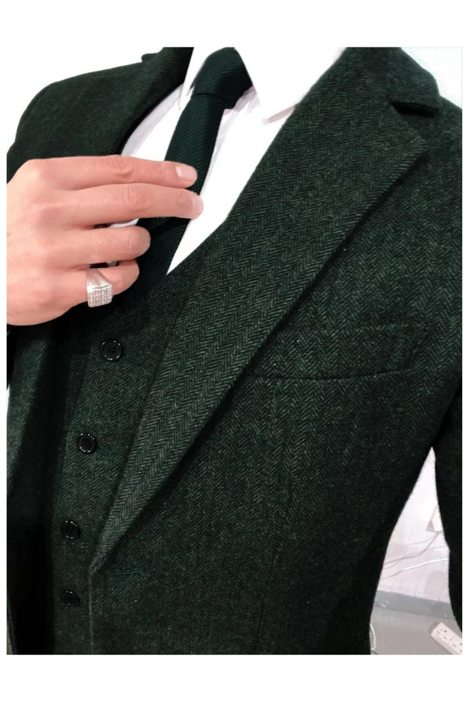 Men Green Tweed Suit | Winter Suits | Dinner & Party Wear | Sainly