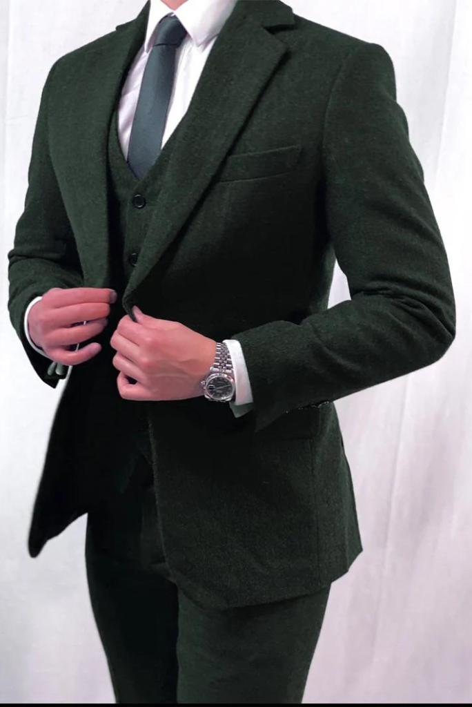 Men Green Tweed Suit | Winter Suits | Dinner & Party Wear