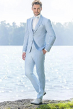 Men 3 Piece Suite | Sky Blue Bespoke Suit | Wedding Suit | Sainly