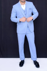 Men 3 Piece Suit Sky Blue | Slim Fit Suit | Dinner Suit | Sainly