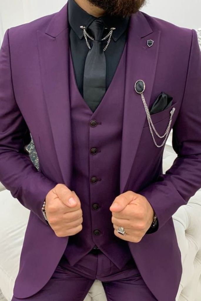 Men Slim Fit 3 Piece suit | Purple Wedding suit | Dinner Suit | Sainly