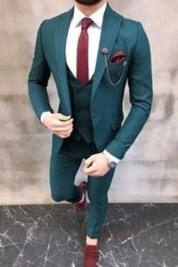 Men 3 Piece Suit Teal Blue , Wedding Suit, Night Dinner Suits, Slim Fit Suit, Bespoke Tailoring