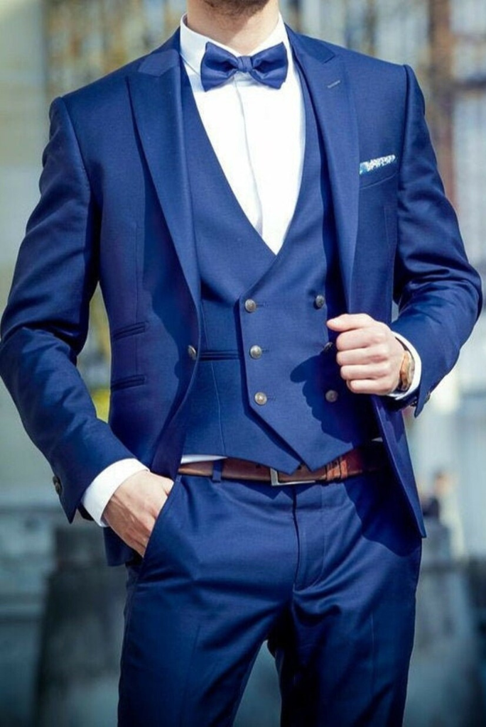 Men Premium Royal Blue suit three Piece Suit Wedding Suit Sainly