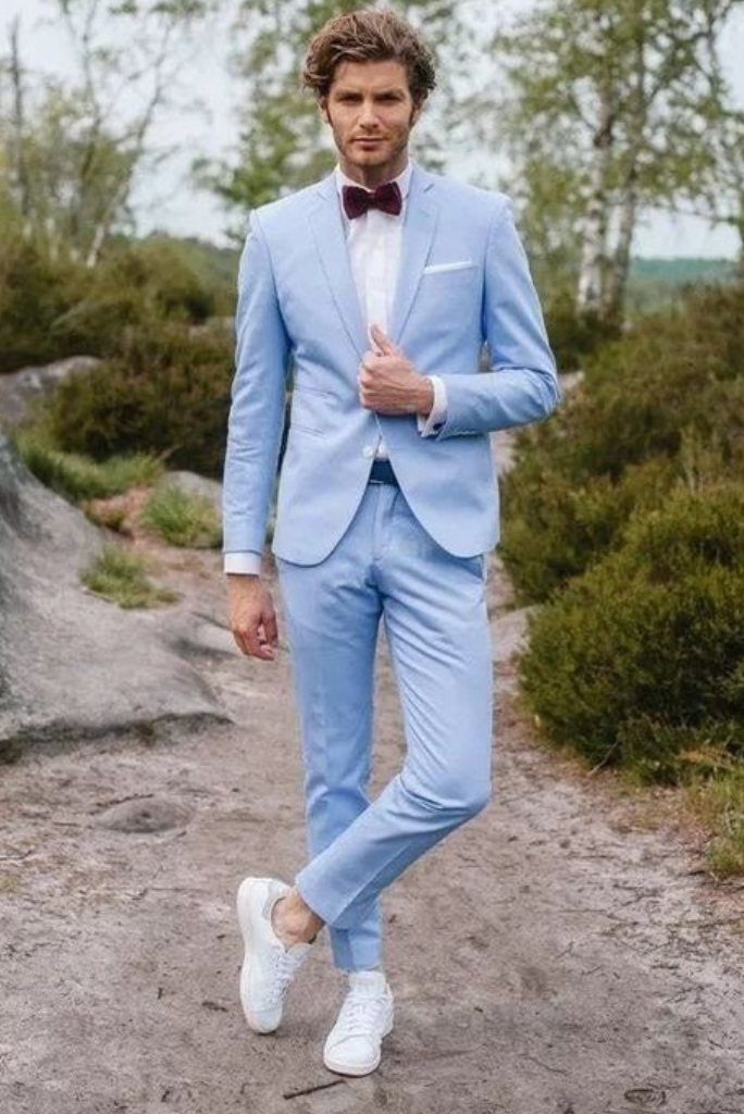 Men s Sky Blue 2 Piece Suit Slim Fit Elegant Formal Wear Suit Groom Wedding Party Wear Suit Bespoke Tailoring Gift For Him