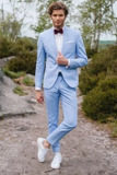 Sky Blue Wedding Suit Men 2 Piece Suit Slim Fit Suits Sainly