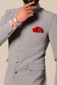 Jodhpuri Grey Suit | Bandhgala Blazer | Indian Wedding Suit | Sainly