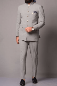 Maharaja Jodhpuri Grey Suit Indian Wedding Suit Party Wear Sainly