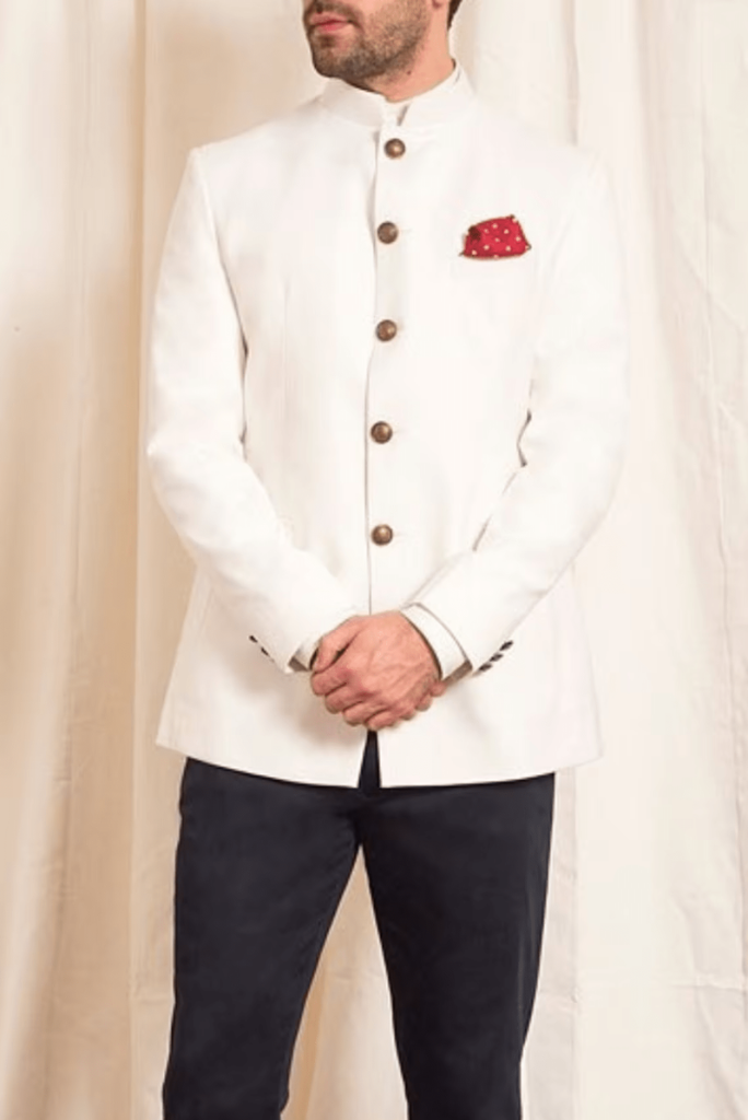 White Indian Ethnic Jodhpuri Suit Wedding Suit Bandhgala Suit Sainly