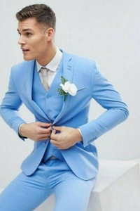 Men Wedding Suit Sky Blue Suit Dinner Suit Beach Wedding Suit Sainly