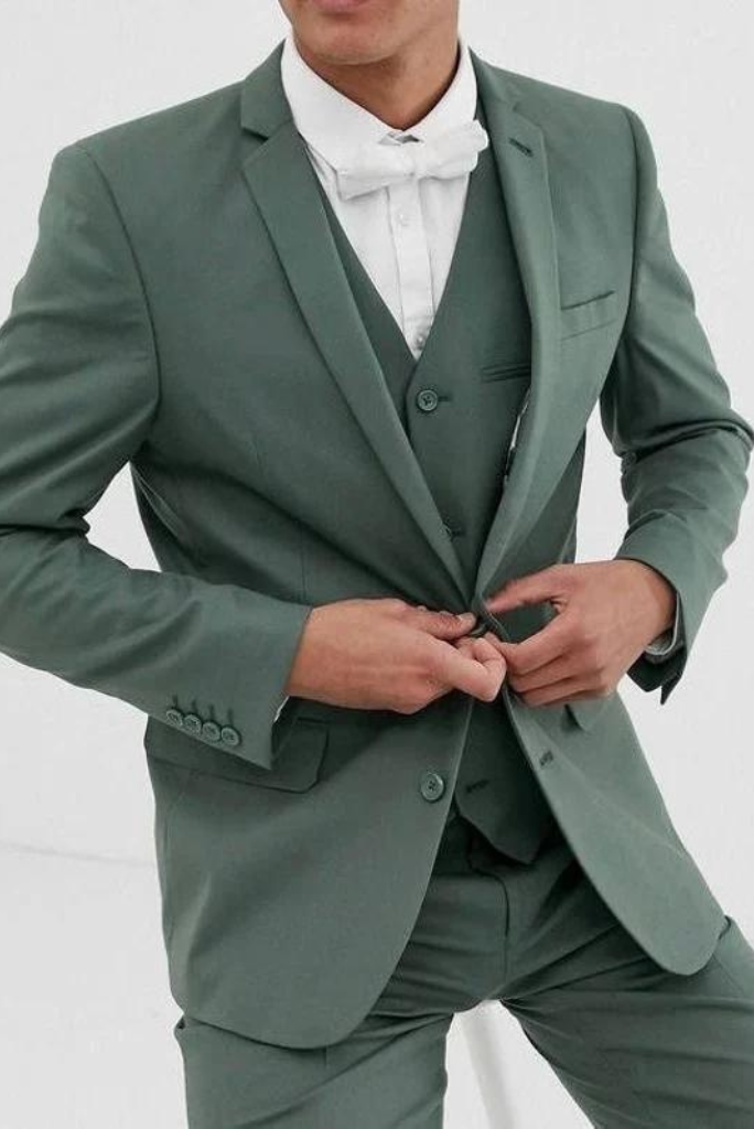 MEN GREEN SUIT Wedding Suit Formal Party Wear Suit Bespoke Sainly